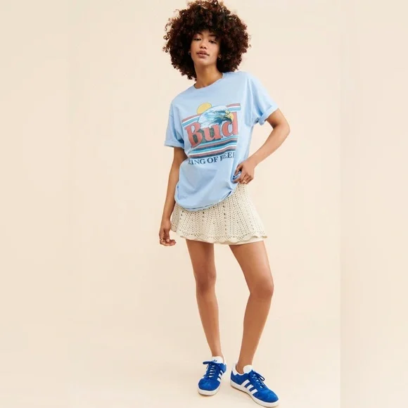 Junk Food Clothing x Budweiser Unisex Eagle King Beer Tee in Color Sky Blue - Picture 3 of 7